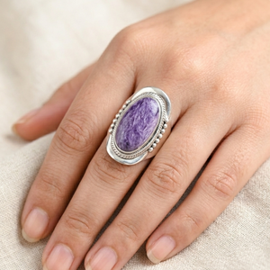 Purple Charoite Gemstone <b>Ring</b> 925 Sterling <b>Silver</b> Handmade Statement <b>Ring</b> Yellow Gold Rose Gold Plated Jewelry for women <b>Men</b> Her - Product Image 4