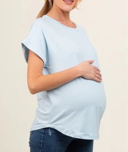 Camisetas lisas de maternidad para mujer, ropa de embarazo, camiseta para lactancia materna, transpirable, venta al por mayor, más vendida - Product Image 3