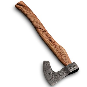 Hand Forged Damascus Steel Hatchet Olive Wood Handle Beautiful Pattern Blade Firewood Splitting Outdoor Camping Daily Use <b>Axe</b> - Product Image 1