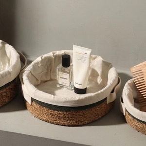 Juego de 3 cestas redondas de algas marinas - Cesta de almacenamiento hecha a mano en color oliva natural, ecológica, fabricada en Vietnam - Product Image 3