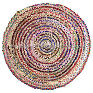 Tapis de jute rond tressé à la main Tapis de jute naturel tressé à la main de luxe avec différents designs et formes d'Inde - Product Image 2