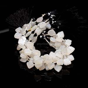 Perles de pierre de lune blanche naturelle en forme de feuille, perles de pierre de lune sculptées à la main, fabrication de bijoux, perles de pierre de lune naturelle 10-11 mm, 8 pouces - Product Image 4
