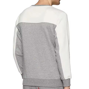 Sudadera de cuello redondo con bloques de color de alta calidad al por mayor para hombre, de algodón y forro polar, sudadera lisa sin estampado. - Product Image 2
