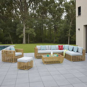 Sofá en Forma de L para Exteriores, Moderno, Ecológico, Cómodo y Duradero, con Acabado de Mimbre y Ratán - Product Image 1