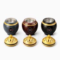 Brûleur d'encens Bakhoor en bois d'acacia noir fait main, design imprimé à la main, décoration traditionnelle pour la maison, cadeau aromatique Oud de haute qualité