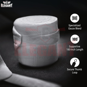 Bandes de maintien pour les mains en coton élastique, couleur blanche unie, imprimées sur mesure, prix de gros, pour arts martiaux. - Product Image 6