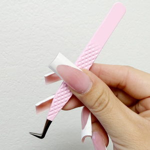 Pince à épiler pour cils en fibre, logo personnalisé, marque privée, précision professionnelle, acier inoxydable, pointe incurvée, antistatique, haute qualité - Product Image 6