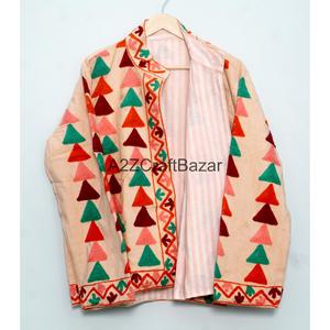 Vintage Embossed Embroidery Breathable Eco-Friendly Quick Dry Boho Style Cotrise Fabric <b>Jacket</b> <b>Mandarin</b> <b>Collar</b> Cotton Lining All - Product Image 6