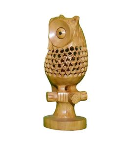 Statue d'hibou en bois sculpté écologique, figurine animale sculptée dans l'ombre, décoration de table moderne pour la maison et le salon - Product Image 1