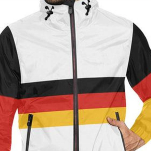 Veste de course coupe-vent pour homme, style sportif, avec blocs de couleur drapeau allemand, fermeture éclair et col montant, idéale pour le printemps - Product Image 5