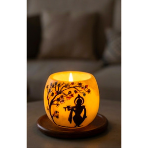 Natural White Marble <b>Tealight</b> Candle Holder 4 Inch Round Handcrafted Decorative Cutout Home Decor for Christmas & Easter - Product Image 1