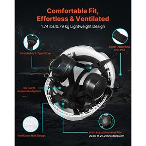 Casco di Sicurezza Industriale Approvato ANSI/ISEA Z89.1 con Visiera, Elmetto in ABS, Sospensione a 6 Punti Regolabile, Paraorecchie - Product Image 4