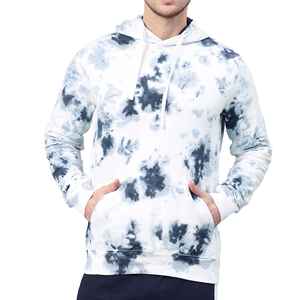 <b>Men's</b> <b>Pink</b> <b>Tie</b>-Dye Hooded Sweatshirt Oversized Regular Fit Casual Cotton French Terry Pullover with Pocket Spring Style - Product Image 3