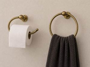 Antique Brass Wall Mounted Towel Rack Triangular Shape <b>Rust</b> Resistant Bathroom Towel Holder Easy To Clean Royal Decoration Items - Product Image 3