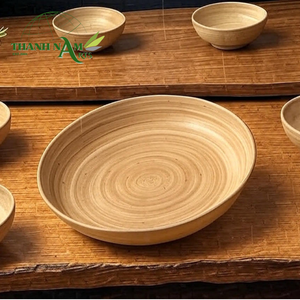 Venta al por mayor de alta calidad de diseño personalizado hilado luz del sol plato de bambú para la cena en la cocina hogar restaurante - Product Image 5