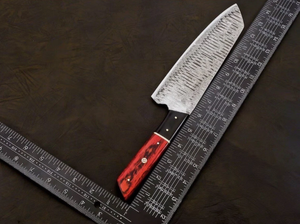 Cuchillo de Chef Profesional de Acero de Damasco Hecho a Mano, Mango de Madera DIY de Alta Calidad, Punta Caída, 12 Pulgadas de Longitud Total, Corte Afilado como una Navaja - Product Image 5