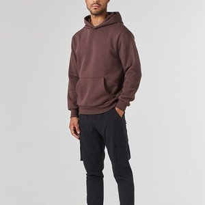 Sweat-shirt à capuche marron pour homme, coupe régulière, en coton molletonné, décontracté, avec poche, manches longues, pour l'automne - Product Image 2