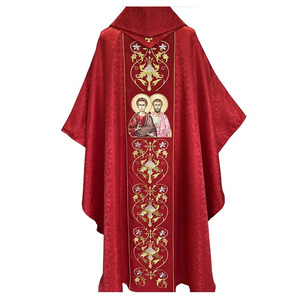 Chasuble rouge pour prêtre catholique avec étole, modèle 2025, sur mesure, haute qualité, nouveau design, broderie - Product Image 2