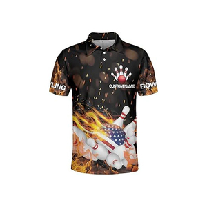 เสื้อโบว์ลิ่งชายแบบสั่งทำพิเศษ ปี 2026 ระบายอากาศได้ดี เป็นมิตรกับสิ่งแวดล้อม แห้งเร็ว สำหรับทีม  ผ้าโพลีเอสเตอร์ 100% แขนสั้น - Product Image 2