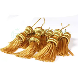 Borlas de flecos de oro de primera calidad OEM para decoración de vestimentas de iglesia, telas y accesorios, tejidas a mano con alambre metálico. - Product Image 2
