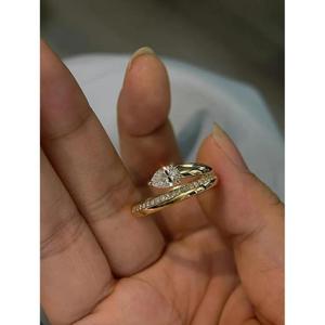 Bague en Moissanite taille poire 1,0 carat, plaqué or 14K, pour fiançailles, mariage, cadeau d'anniversaire, Saint-Valentin - Product Image 1