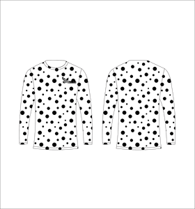 Camiseta Deportiva Ligera de Manga Larga Sublimada Personalizada con Diseño de Puntos Blancos y Negros, Proveedor al por Mayor - Product Image 1