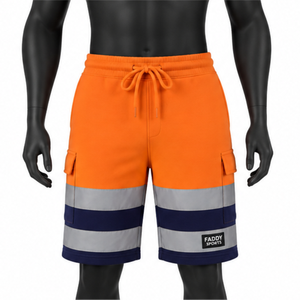 Shorts de travail haute visibilité, shorts cargo réfléchissants, pantalons de sécurité pour la construction avec ceinture élastique - Product Image 1
