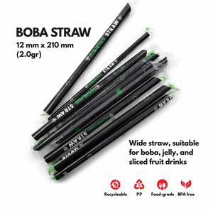 Pajitas de plástico finas de polipropileno (PP) de 12 mm, higiénicas, envueltas individualmente en plástico, para té boba, originarias de Indonesia. - Product Image 2