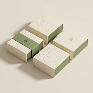 Boîte en carton recyclé haut de gamme écologique avec pelliculage mat et doublure en éponge pour crème visage, vernis à ongles, huile et soins de la peau - Product Image 1