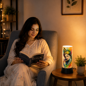 Lord Krishna LED Table <b>Lamp</b> Colorful Flute Peacock <b>Feather</b> Design Decorative Night Light for Bedroom Living Room Spiritual Gift - Product Image 4