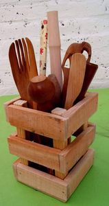 Cesta de Madera Doble Resistente, Diseño Vintage, Ideal para Guardar Utensilios, Cubiertos, Servilletas y Accesorios de Cocina - Product Image 2