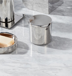 Recipiente de Almacenamiento de Lujo para Baño, Moderno, con Tapa, de Metal Cromado, para Algodón, Venta al por Mayor - Product Image 1