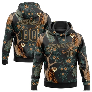 Vente en gros OMMiZ INDUSTRY Sweat à capuche sport pour homme, nouvelle collection automne, design personnalisé, noir-ancien or, motif 3D Tigre Paon - Product Image 1