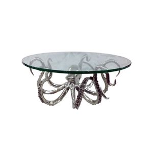 Table en aluminium moderne de style pieuvre pour une décoration intérieure contemporaine, avec une base sculpturale audacieuse et un plateau fonctionnel. - Product Image 4