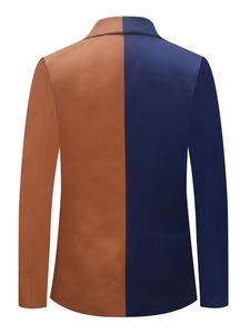 ชุดสูทแฟชั่นผู้ชายไซส์ใหญ่ปี 2026 สีตัดกัน กรมท่า-น้ำตาล ปกแบบ Shawl Lapel กระดุมแถวเดียว ทรงเข้ารูป ระบายอากาศได้ดี เหมาะสำหรับงานแต่งงาน - Product Image 4