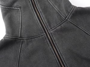 Sweat à capuche balaclava pour homme, élégant et surdimensionné, 100% coton, avec double capuche, fermeture éclair et épaules tombantes, protection contre les intempéries hivernales - Product Image 4