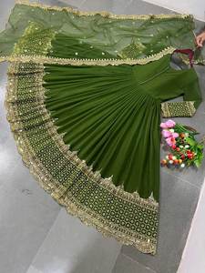 ชุดคุर्ตาอานาร์กาลีผ้าฝ้ายวินเทจสำหรับผู้หญิง ชุดงานเลี้ยงสไตล์อินเดียและปากีสถาน พร้อมผ้าคลุมไหล่ ชุดสัลวาร์ยาวถึงพื้น รุ่น 37198 RTS - Product Image 1