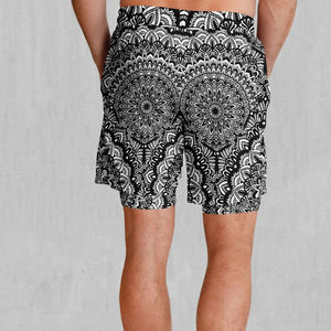 Pantalones cortos con estampado geométrico para hombre, cintura media, secado rápido, cintura elástica con bolsillos, ropa de baño informal - Product Image 2