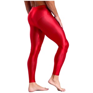 Leggings de sport pour homme fabriqués en usine, taille élastique, couleur unie, effet brillant métallique, extensibles, pour la gym, l'entraînement, le fitness et la course à pied - Product Image 5