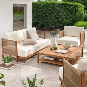 Ensemble de meubles de jardin en bois massif résistant aux UV, service OEM ODM, structure en aluminium, ensemble de salle à manger d'extérieur, garantie de 3 ans - Product Image 1