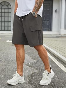 Men's Casual Oxford Solid Spandex/Nylon Stretch Breathable Anti-Wrinkle Anti-UV <b>Quick</b>-<b>Dry</b> Drawstring Closure Cargo <b>Shorts</b> - Product Image 4