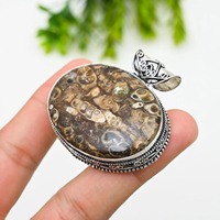 Pendentif en pierre de jaspe fait main, serti en argent sterling, style bohème vintage, bijoux unisexe