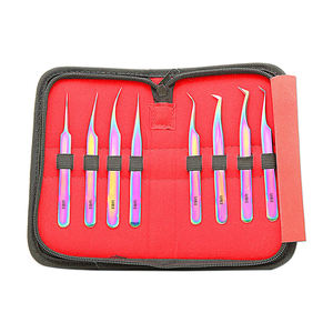 Ensemble de pinces à sourcils professionnelles UBI Pack 8 Rainbow, luxe, pointues, en acier haute teneur en carbone, durables, pour cils 3D 6D, avec étui - Product Image 4