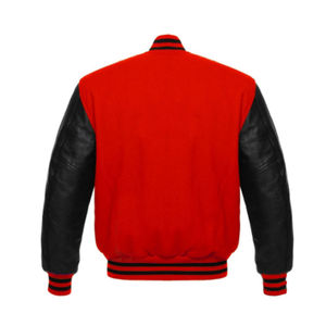 Veste universitaire noire audacieuse avec manches orange et bordure côtelée contrastante pour collection streetwear haut de gamme sur mesure en gros - Product Image 5