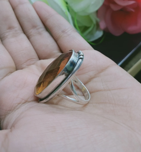 แหวนเงินแท้ 925 ประดับพลอยสโมคกี้โทแพซ - Product Image 3