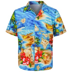 Camisa Hawaiana para Hombre, Manga Corta, Estampada, Cuello en V, Transpirable, Tejido de Punto, Ecológica, Secado Rápido, 100% Algodón - Product Image 1