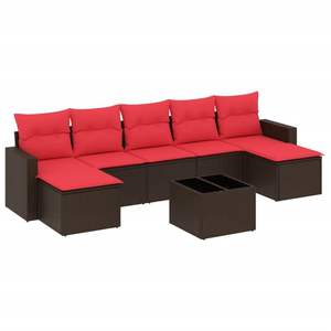 Juego de sofás de patio de ratán sintético marrón de 8 piezas con cojines, elegantes muebles de exterior - Product Image 2