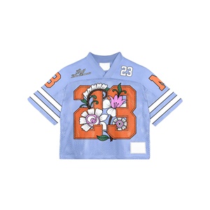 เสื้อฟุตบอลสไตล์วินเทจทรงครอปโอเวอร์ไซส์สำหรับผู้ชาย แบบสปอร์ตเรโทรสไตล์อเมริกัน ผลิตตามสั่งจากโรงงาน - Product Image 1