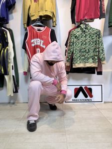 Conjunto Deportivo con Capucha Rosa para Hombre, Manga Larga, Color Sólido, Ropa Casual con Bolsillos Laterales, Cierre con Cordón, Corte Regular para Otoño - Product Image 6