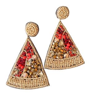 ต่างหูปักลูกปัดแบบห้อย - เครื่องประดับสไตล์โบฮีเมียน, เอธนิค และวันวาเลนไทน์สำหรับผู้หญิง งานปักมือโดย MD HANDICRAFTS - Product Image 1